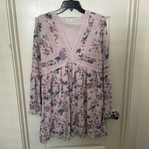 Skylar‎ and Jade Floral Printed Mini Dress - Pink - Size Medium